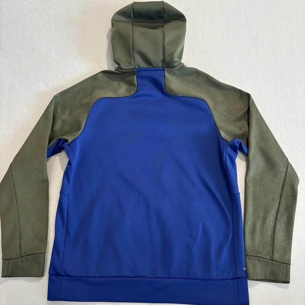 Nike Therma-Fit MEDIUM BLUE/OLIVE GREEN Hoodie‎ Jacket Mens Logo EXCELLENT